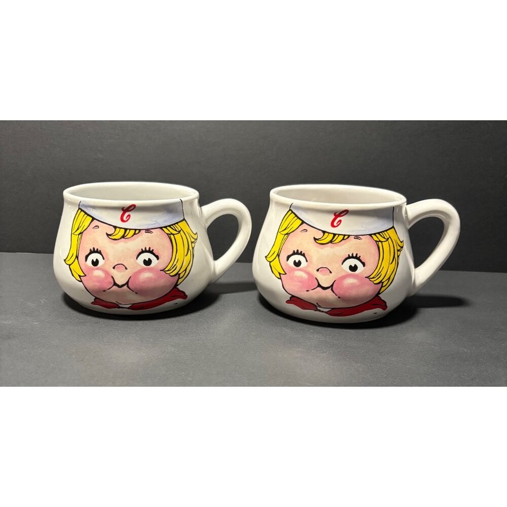Campbells Kid Character Ceramic Mugs Set Of Two Retro Collectibles Vintage 1998